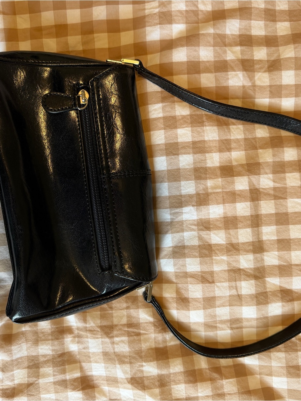 Y2K Liz Claiborne Black Leather Shoulder Bag with Single Strap - Picture 5 of 10